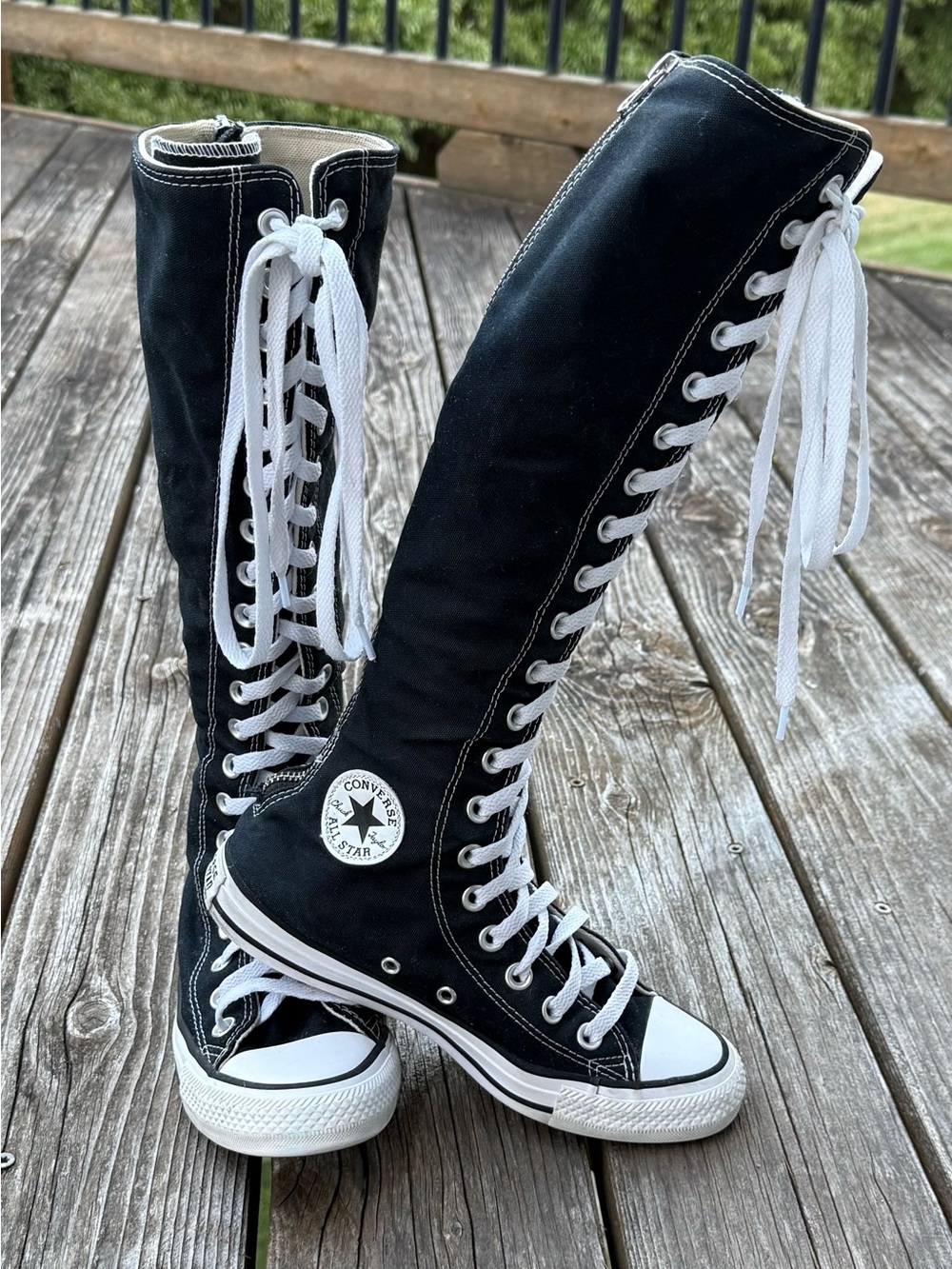 Converse Chuck Taylor All Star XXHi Knee High Tall Sneakers Black White Womens 6